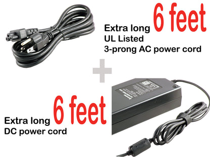 6 ft 3-prong AC power cord plug + 6 ft DC power cord