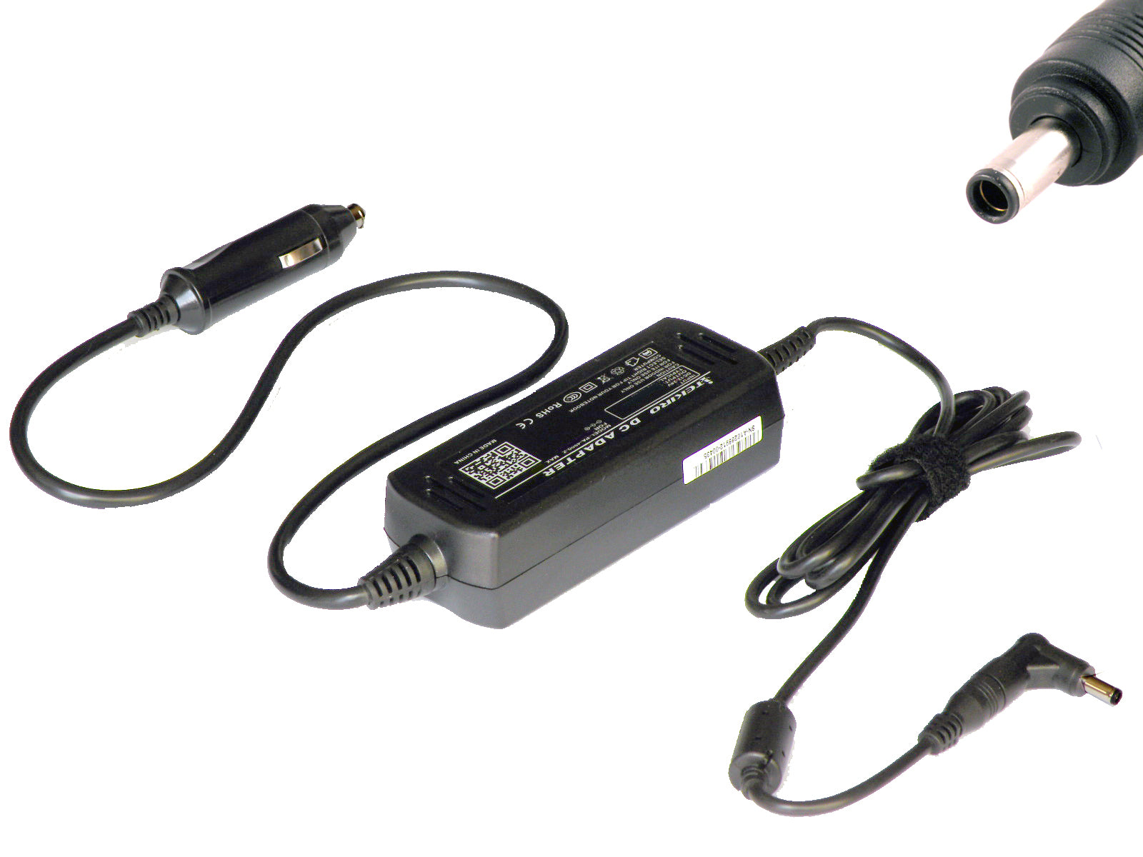 Picture of the car charger with its DC plug tip