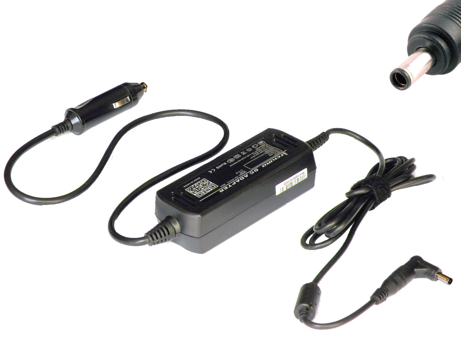 Picture of the car charger with its DC plug tip