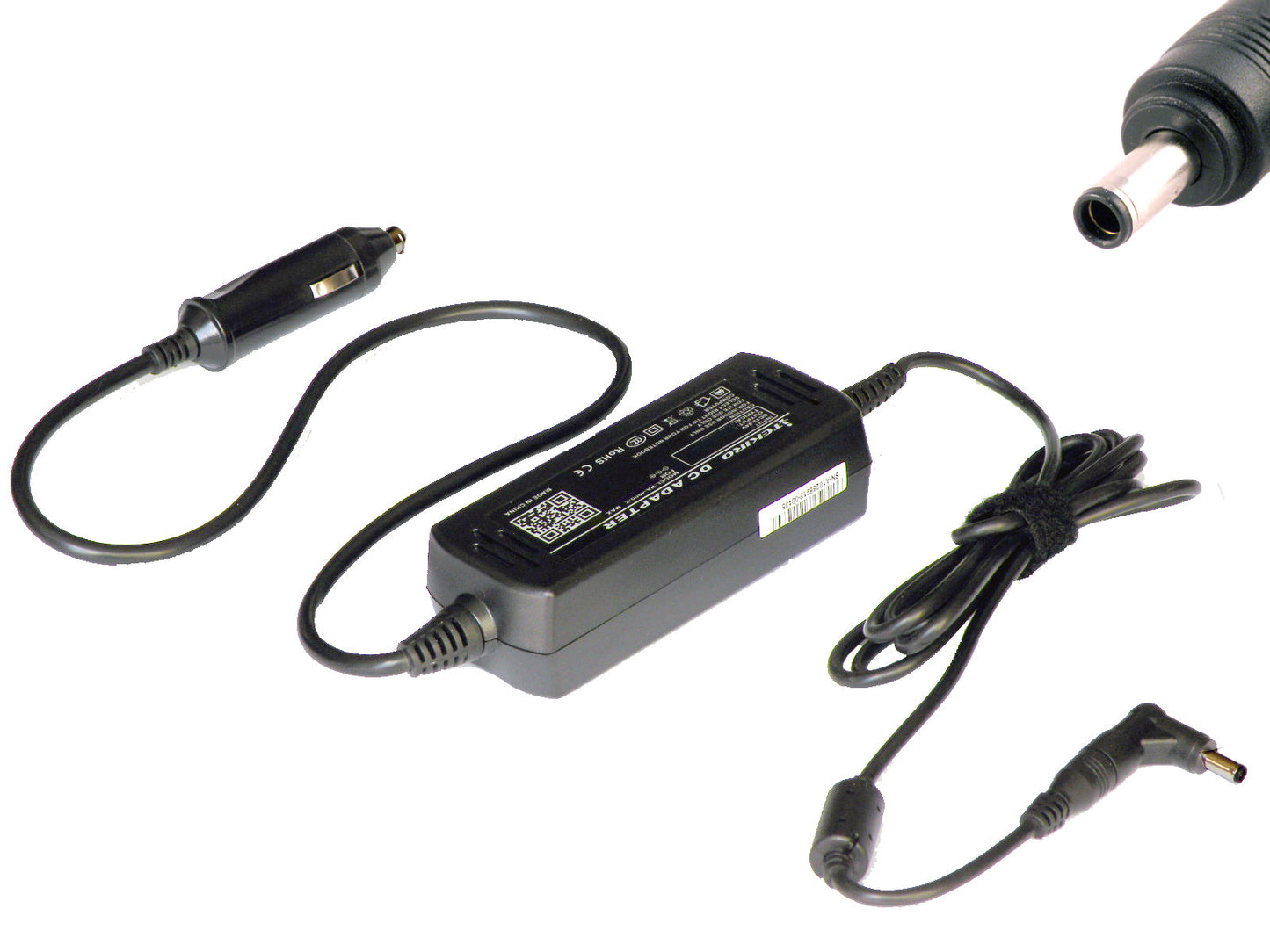 Picture of the car charger with its DC plug tip