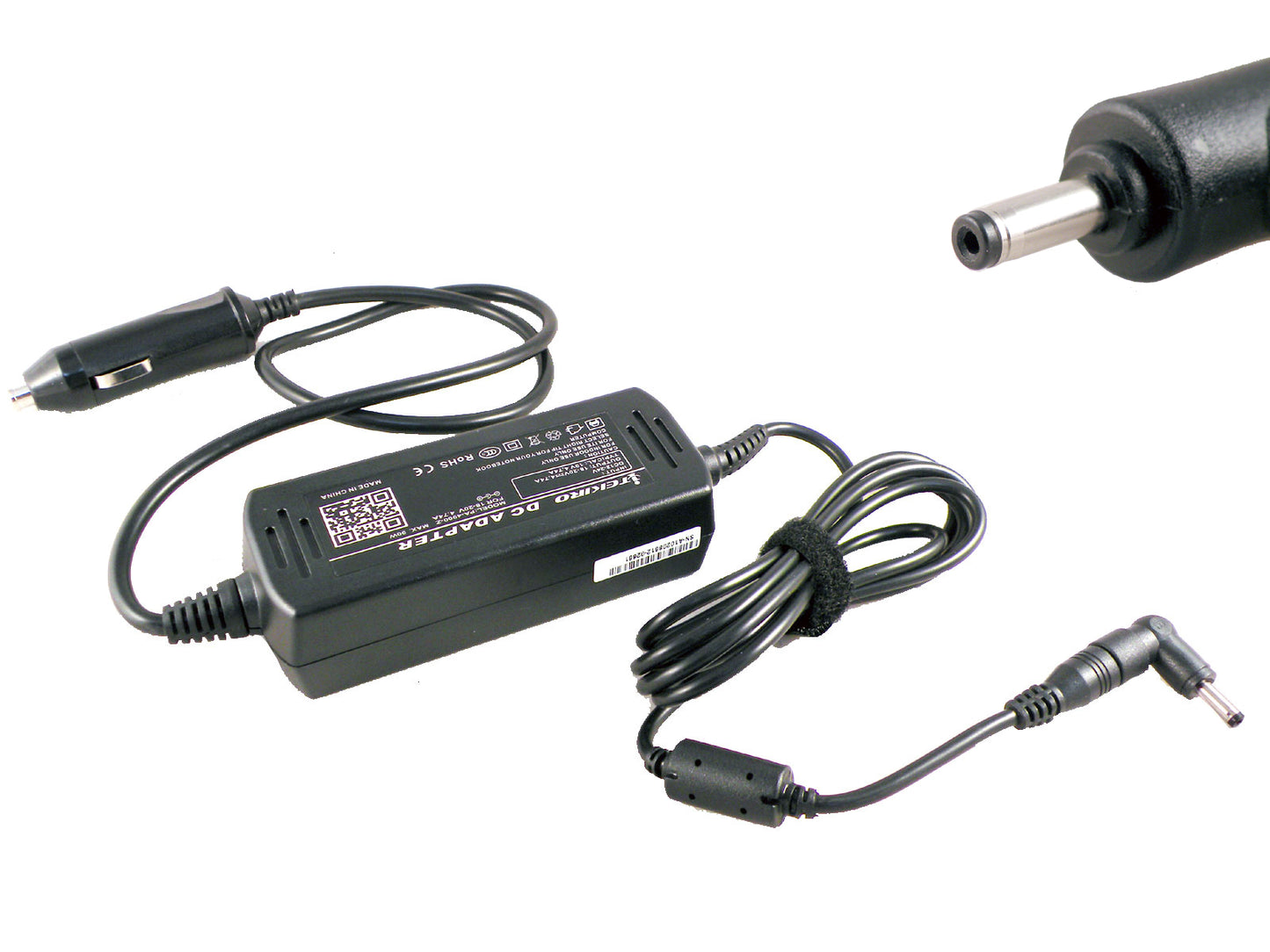 Picture of the car charger with its DC plug tip