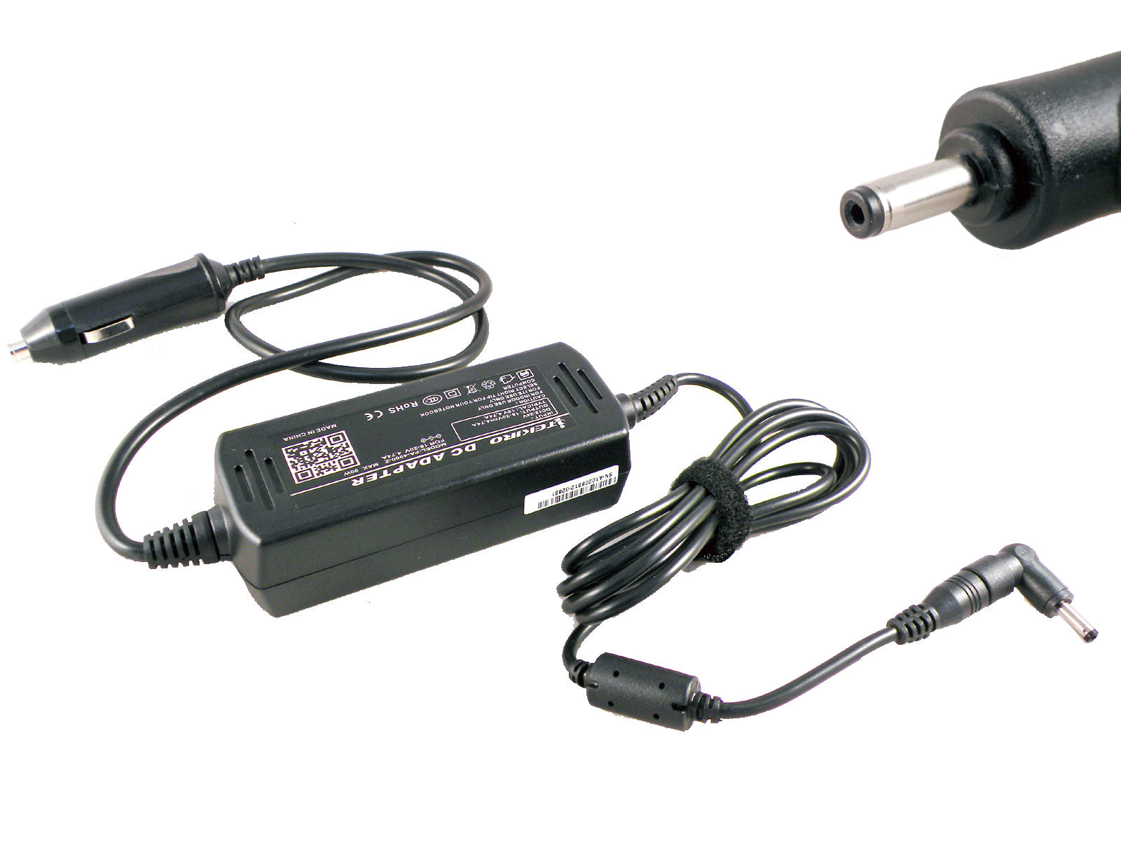 Picture of the car charger with its DC plug tip